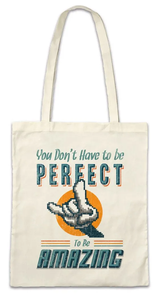Urban Backwoods Beuteltasche You Don't Have To Be Perfect Stofftasche Amazing Metal Logo Hand Gamer (1-tlg), Pixel Retro Arcade 8