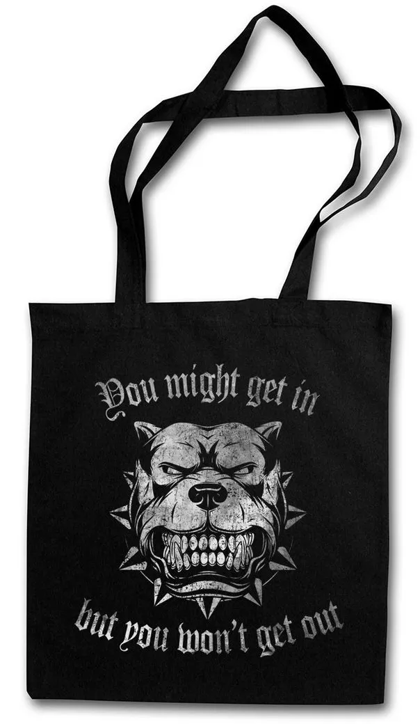 Urban Backwoods Beuteltasche You Might Get In ? Stofftasche Dog Kettenhalsband Kette Bissiger Hund (1-tlg), Briefträger Bullterier Pitbull Rottweiler