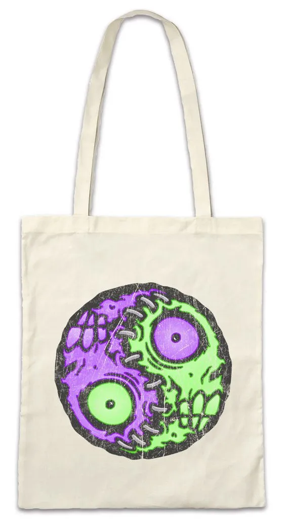 Urban Backwoods Beuteltasche Zombie Yin Yang Stofftasche Walkers Zombies Walking Brain Brains China (1-tlg), Dead Symbol Black White
