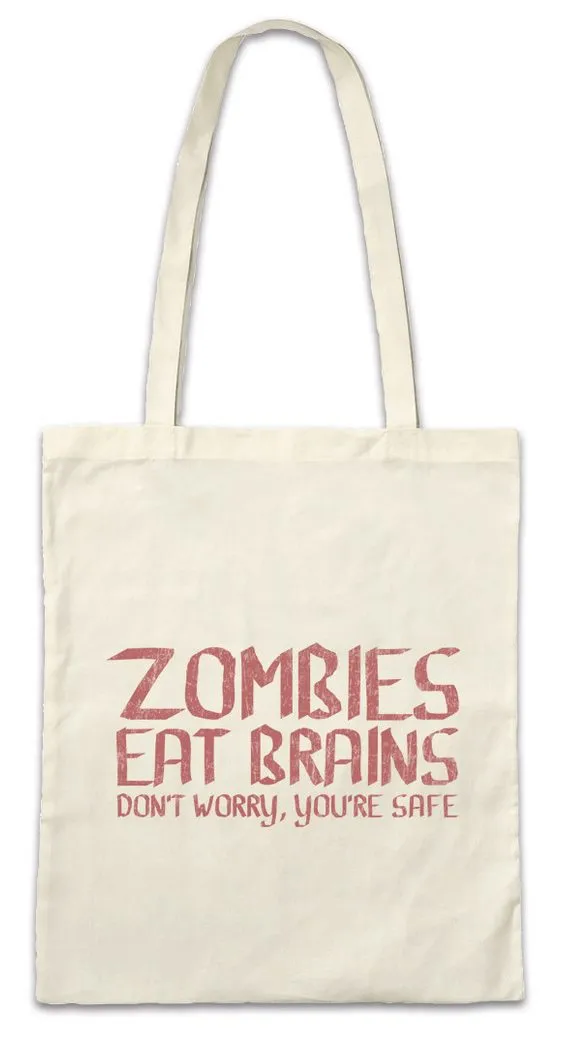 Urban Backwoods Beuteltasche Zombies Eat Brains Stofftasche Fun Geek Nerd Zombie Comedy Comedian (1-tlg), Fasching Karneval Gehirn Hirn