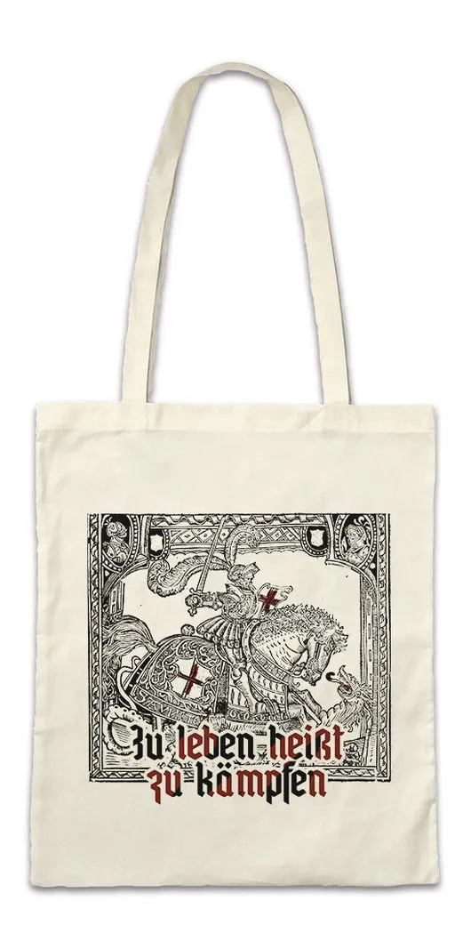 Urban Backwoods Beuteltasche Zu Leben Heißt Zu Kämpfen II Stofftasche Soldier Ritter Knight (1-tlg), Vivere Est Militare Mittelalter