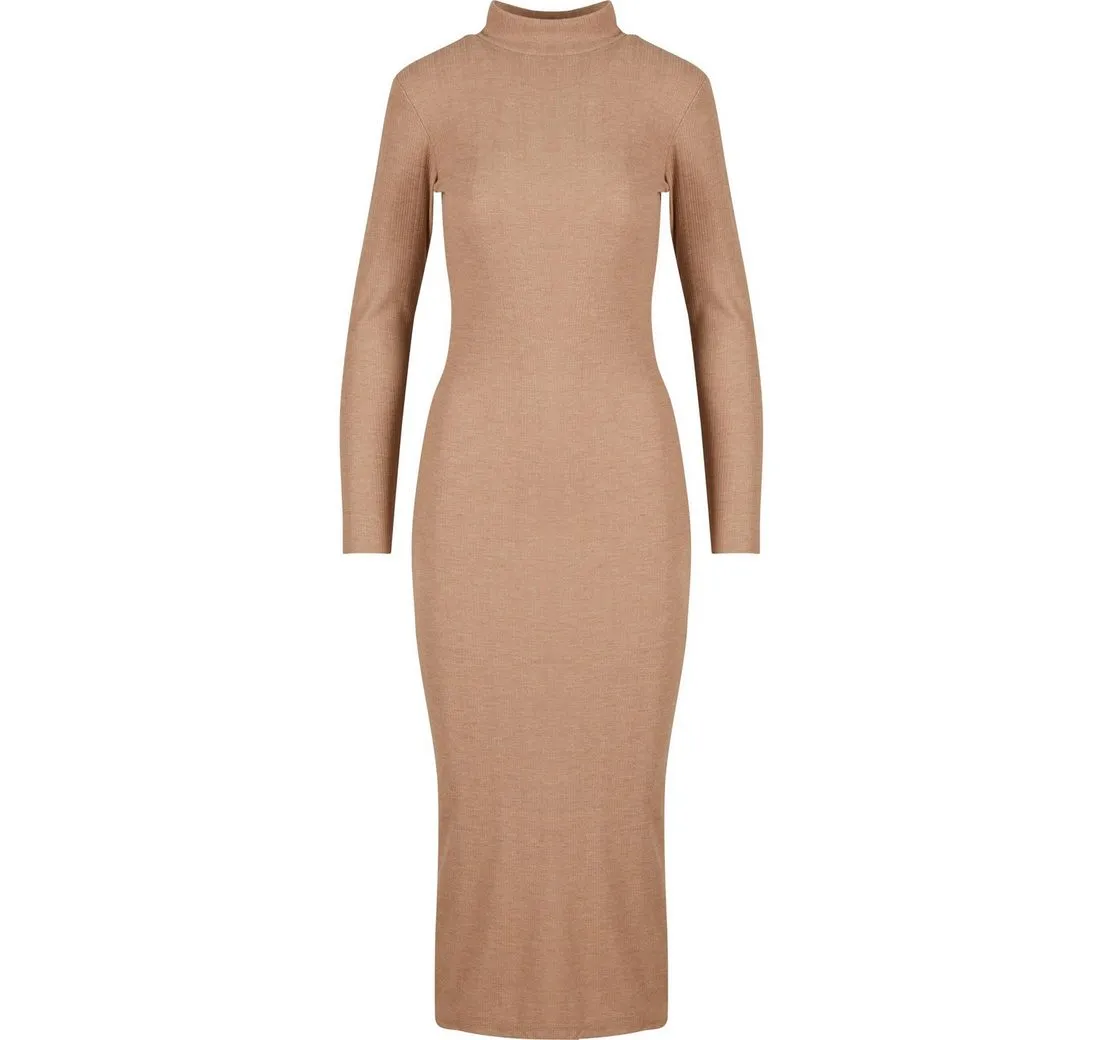 URBAN CLASSICS Shirtkleid Urban Classics Ladies Rib Longlseeve Mockneck Dress (1-tlg)
