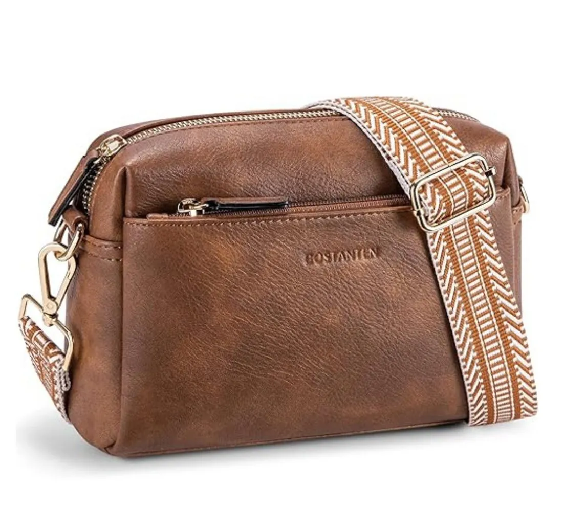 Vivitar Handtasche Kleine Umhängetasche für Frauen Dreifach-Reißverschluss (zu Weihnachten, zum Valentinstag, zum Geburtstag und zu jedem Jahrestag, Multi tragen Weise, bestes Geschenk für Frauen, Frau, Freundin), Premium-Ledermaterial, leichter und breiter Gitarrengurt