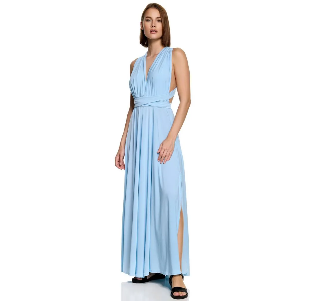 WORLDCLASSCA Abendkleid Worldclassca Abendkleid Partykleid Lang mit Schlitz Sommerkleid Maxikleid Cocktailkleid Wickelkleid Elegant Schulterfrei Ärmellos