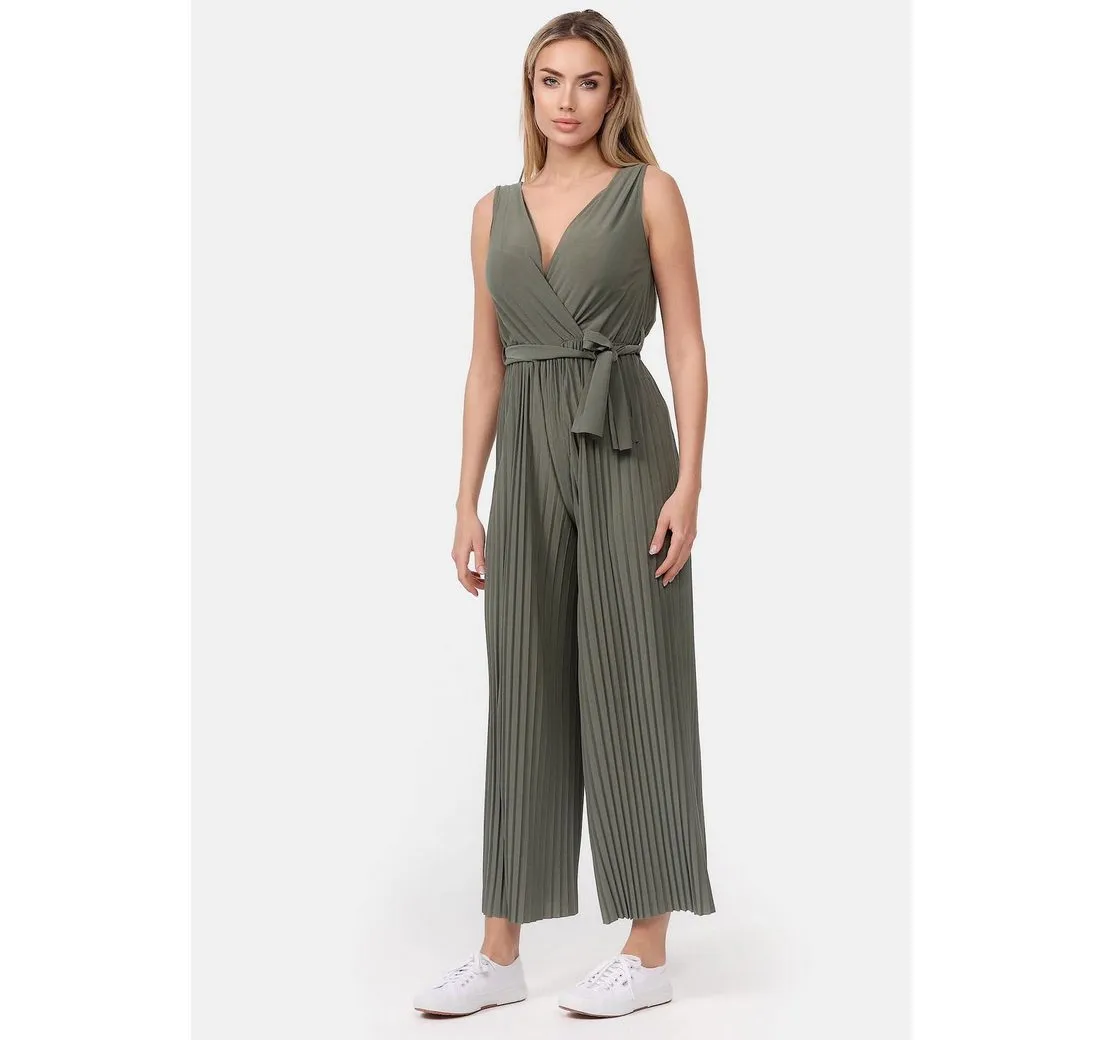 WORLDCLASSCA Jumpsuit Worldclassca Jumpsuit Pleated Overalls mit Gürtel Ärmellos Sommer
