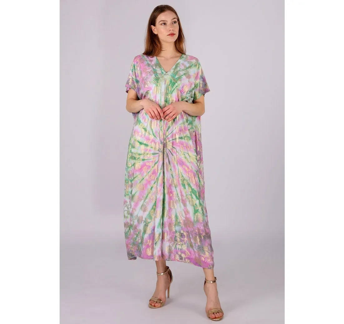YC FASHION & STYLE Maxikleid Boho Batik-Maxikleid mit Relax-Fit Alloverdruck