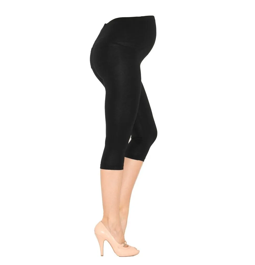 YESET Umstandshose Umstand Capri 3/4 Leggings Baumwolle mit Taschen schwarz XXL-42