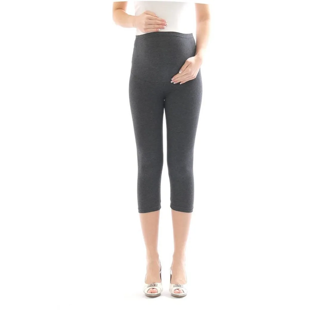 YESET Umstandshose Umstand Hose Capri 3/4 Umstandsleggings Baumwolle Dunkelgrau L
