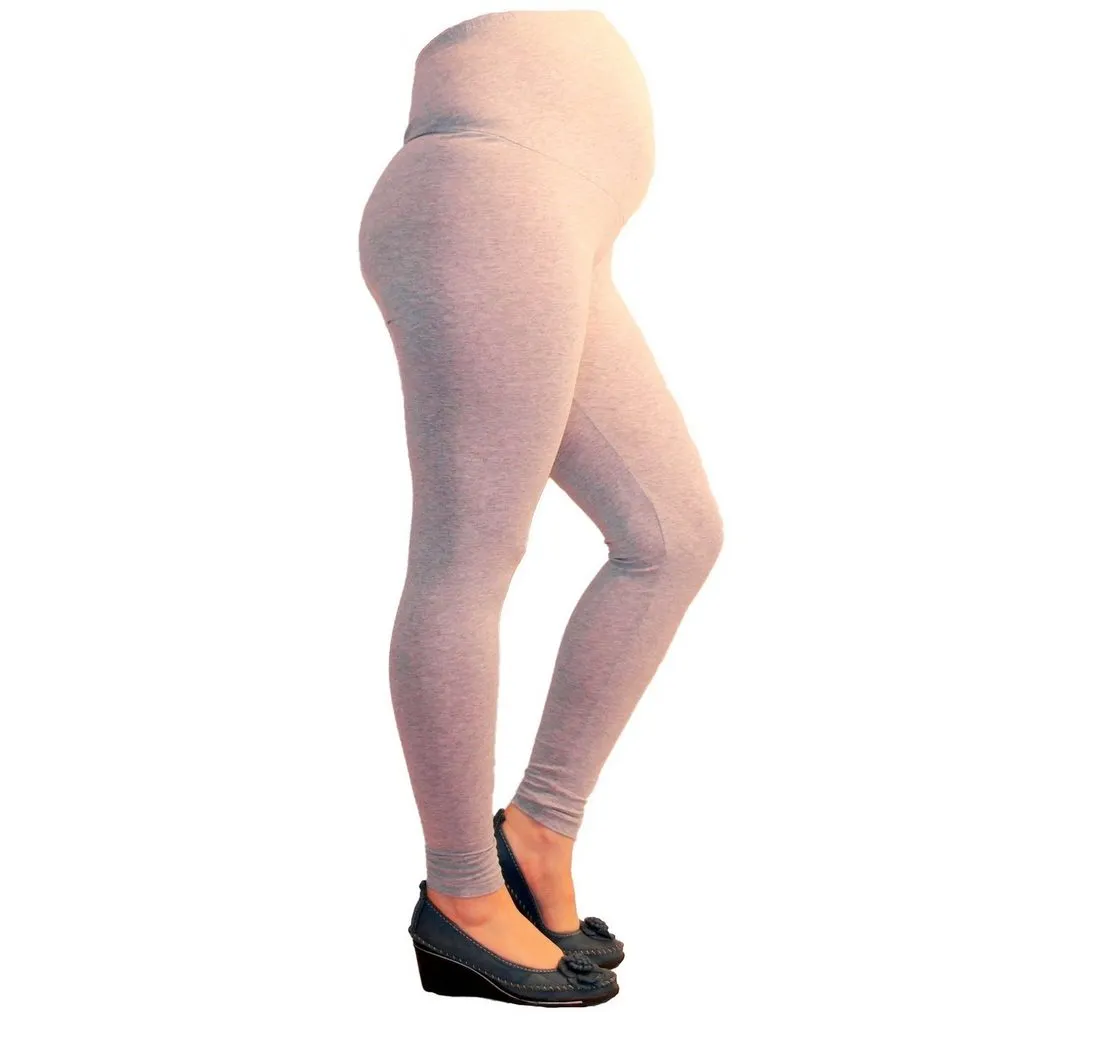 YESET Umstandsleggings Umstand Umstandsleggings lang aus Baumwolle Leggings Hellgrau XXL - 44 Blickdicht