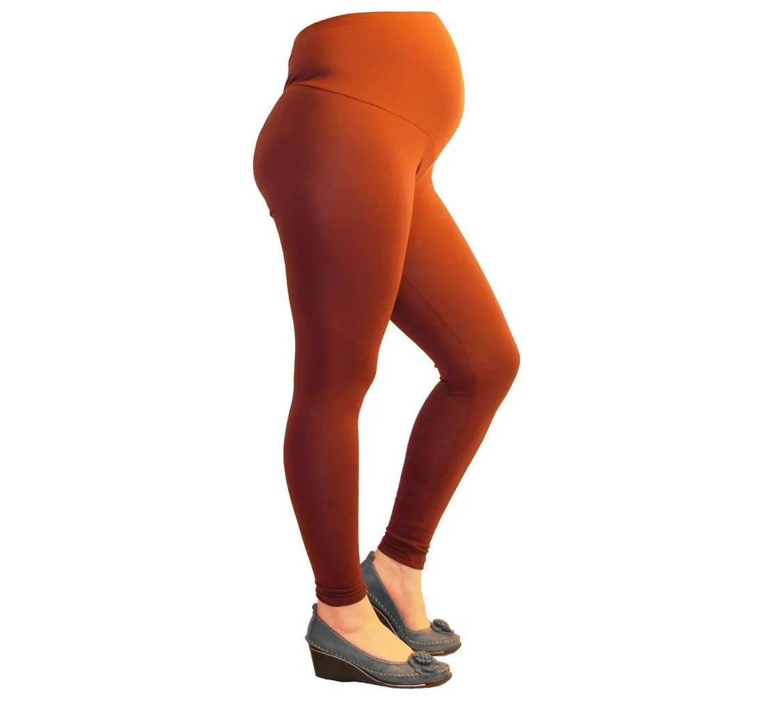 YESET Umstandsleggings Umstand Umstandsleggings lang aus Baumwolle Leggings Braun L - 40 Blickdicht