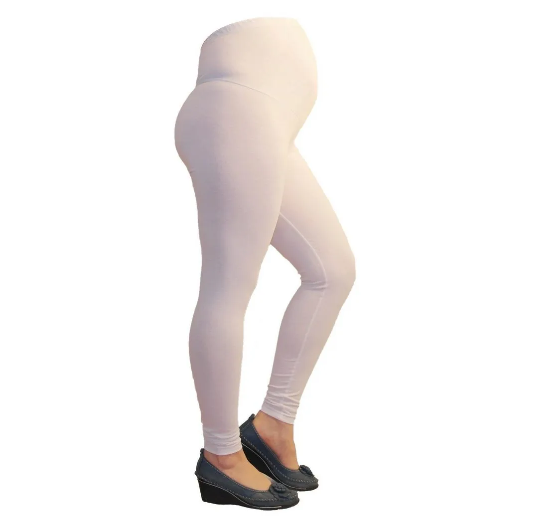 YESET Umstandsleggings Umstand Umstandsleggings lang aus Baumwolle Leggings Weiß M - 38 Blickdicht