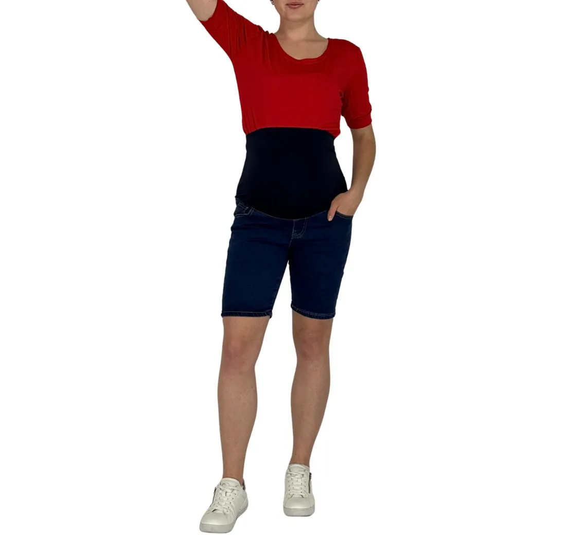YESET Umstandsshorts Umstandsmode Jeansshort Umstandsshort Denim Bauchband stretch Shorts S Bauchband