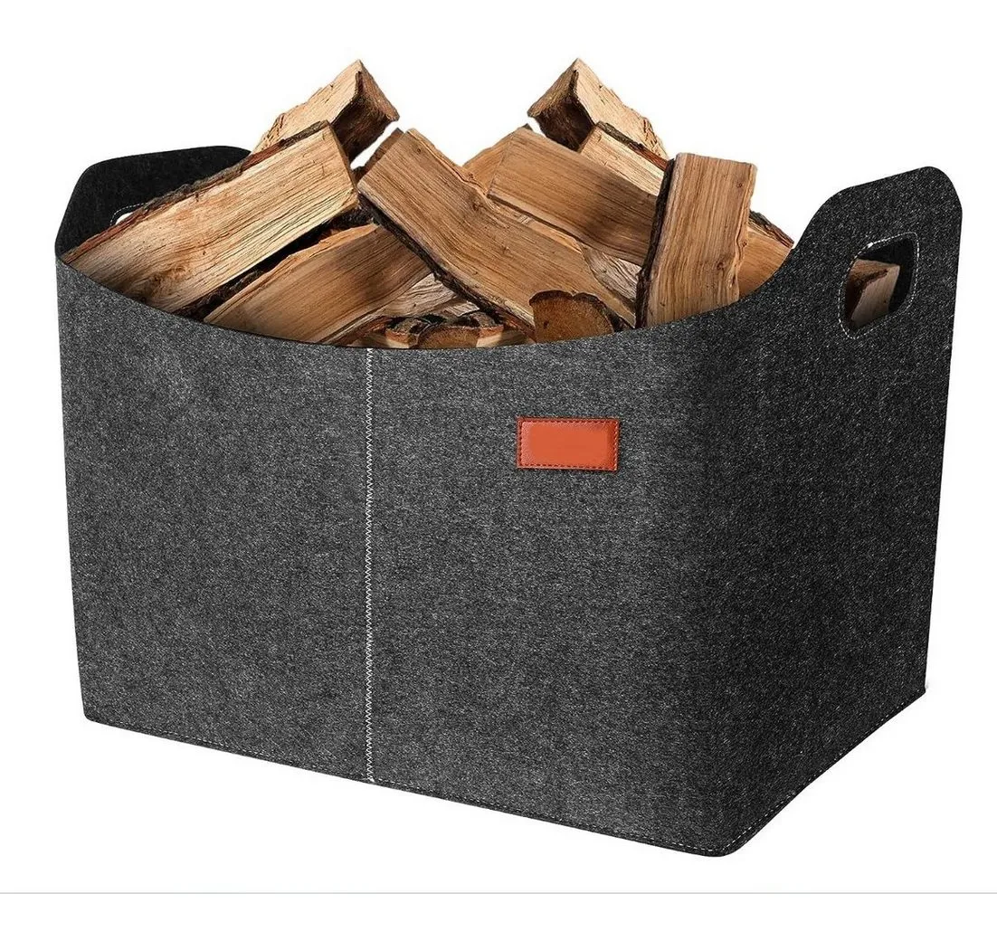 YI Korbtasche Mehrzweckkorb Filztasche mit verstärkten Griffen für Brennholz