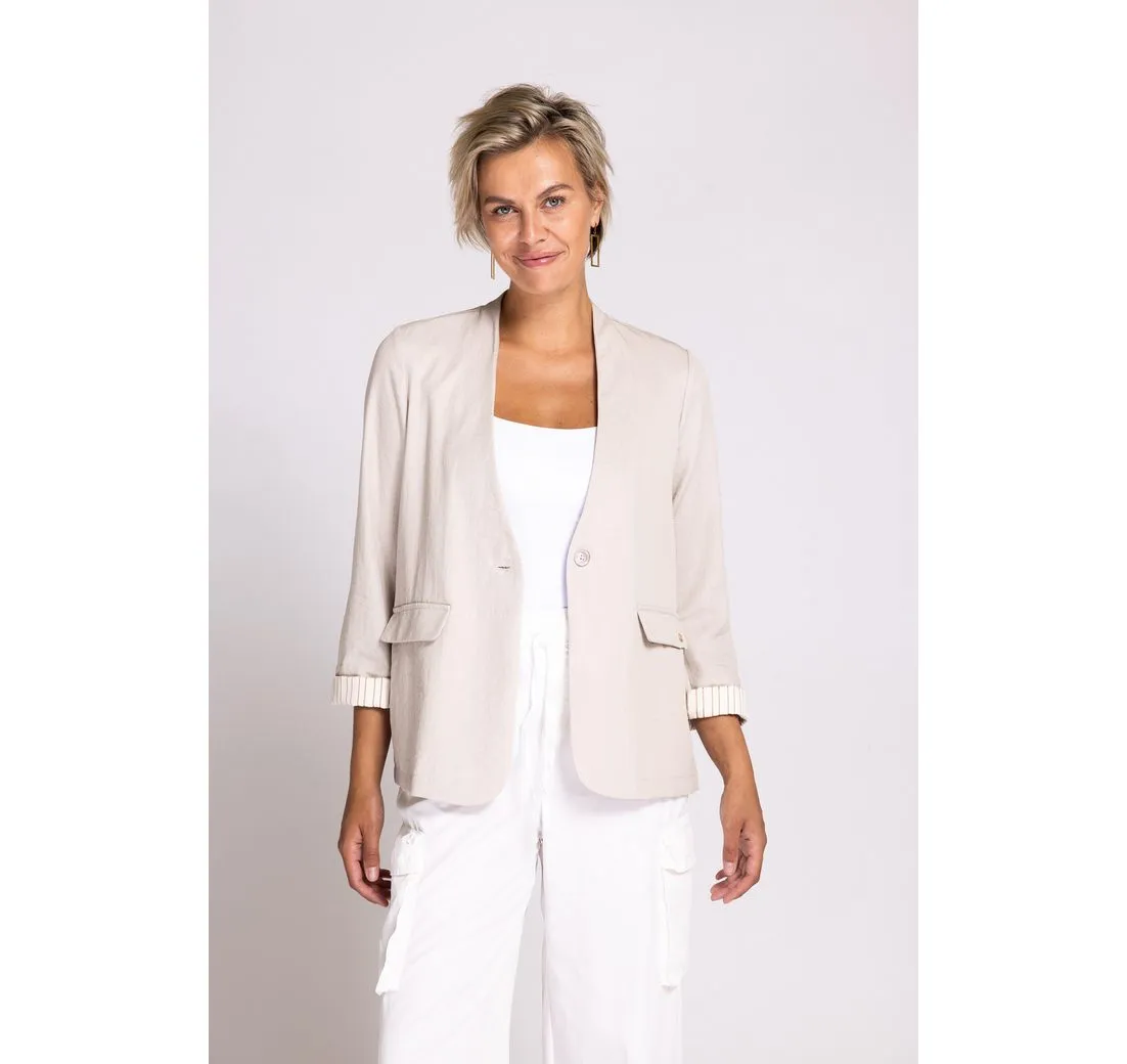 ZHRILL Jackenblazer ZHLINIE mit 1-Knopf-Verschluss, Leinenmix