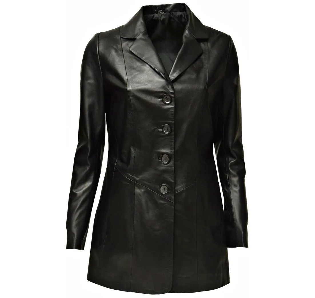 ZIMMERT LEATHER Lederblazer Ricara Lederjacke,Ledermantel,Gehrock, handschuhweiches Leder in Schwarz