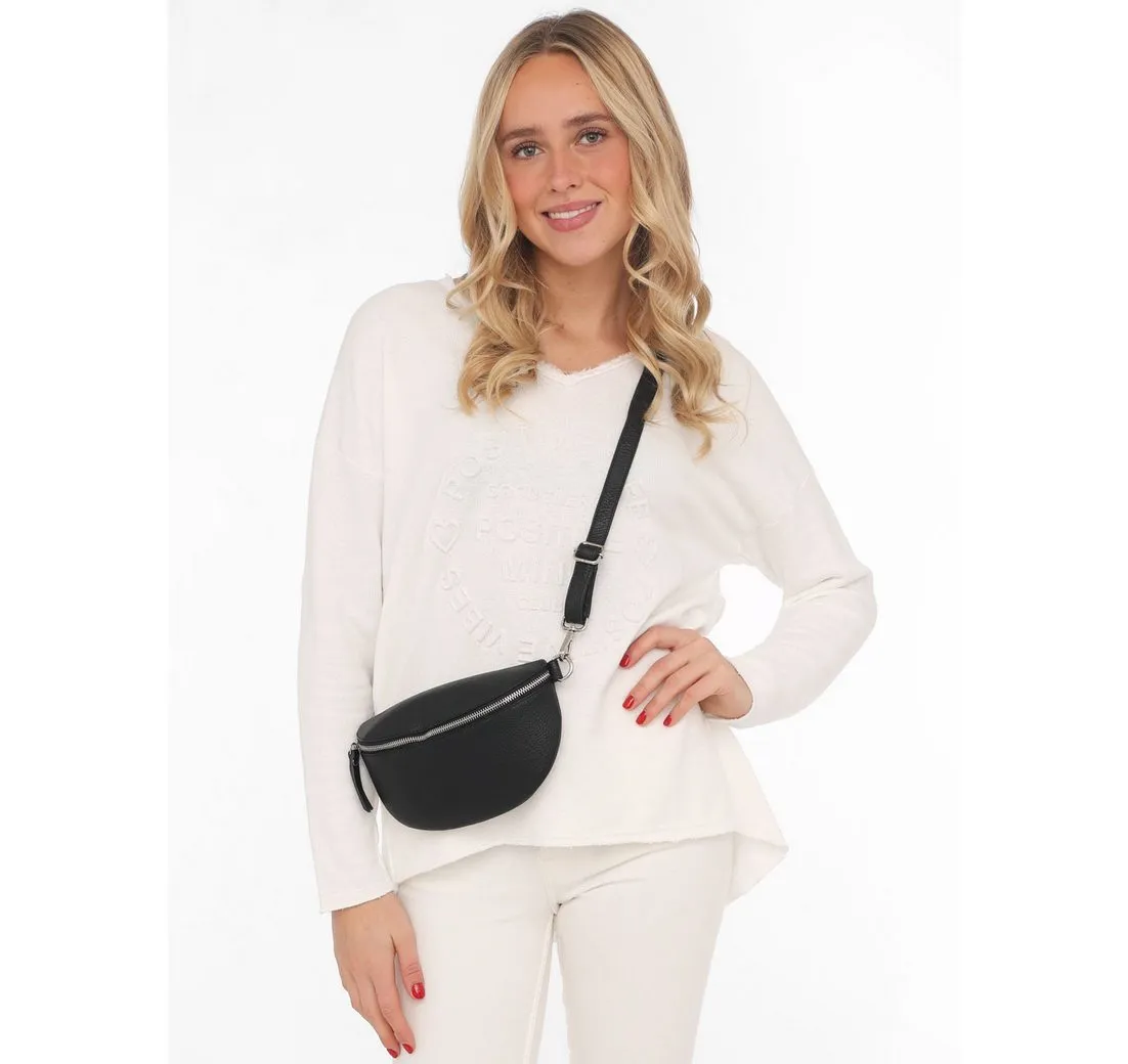 Zwillingsherz Umhängetasche Crossbody Bag Leder, Umhängetasche mit Reißverschluss