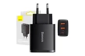 Baseus Charger Compact Quick Charger 2xUSB USB-C PD 3A 30W - Black