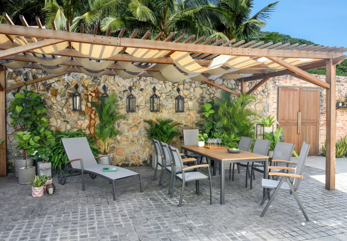 GARTENKLAPPSESSEL Eukalyptusholz Aluminium Grau, Hellgrau, Teakfarben