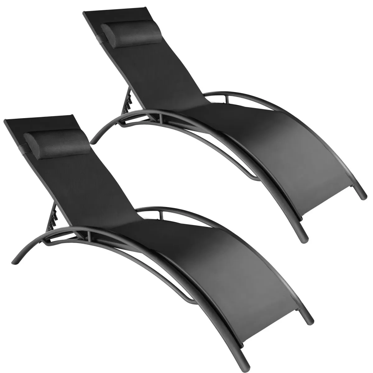 GARTENLIEGE 2er Set Alina,180 x 59 x 50 cm,schwarz