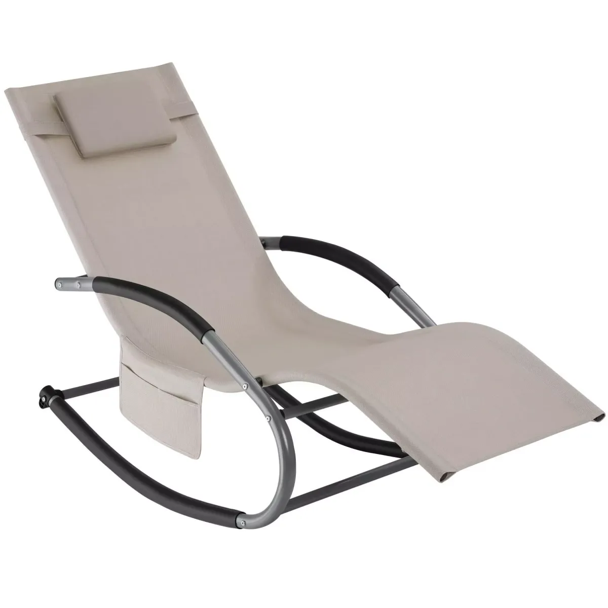 GARTENLIEGE Taya,abnehmbares Kopfpolster, seitliche Aufbewahrungstasche,beige