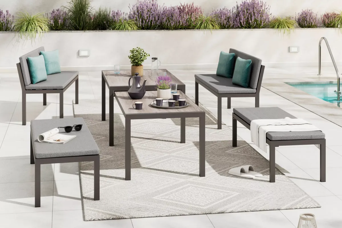 GARTENSET Webstoff Aluminium