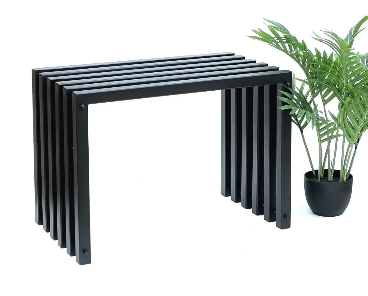 HOCKER Metall Schwarz Sitzbank Massiv Wetterfest 60 cm Sitzhocker Ela