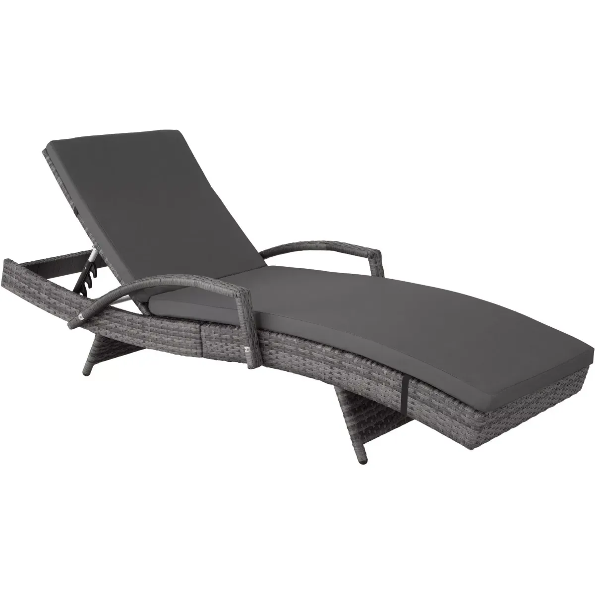 RATTAN-SONNENLIEGE Océane,190 x 71 x 34 – 74,5 cm,grau