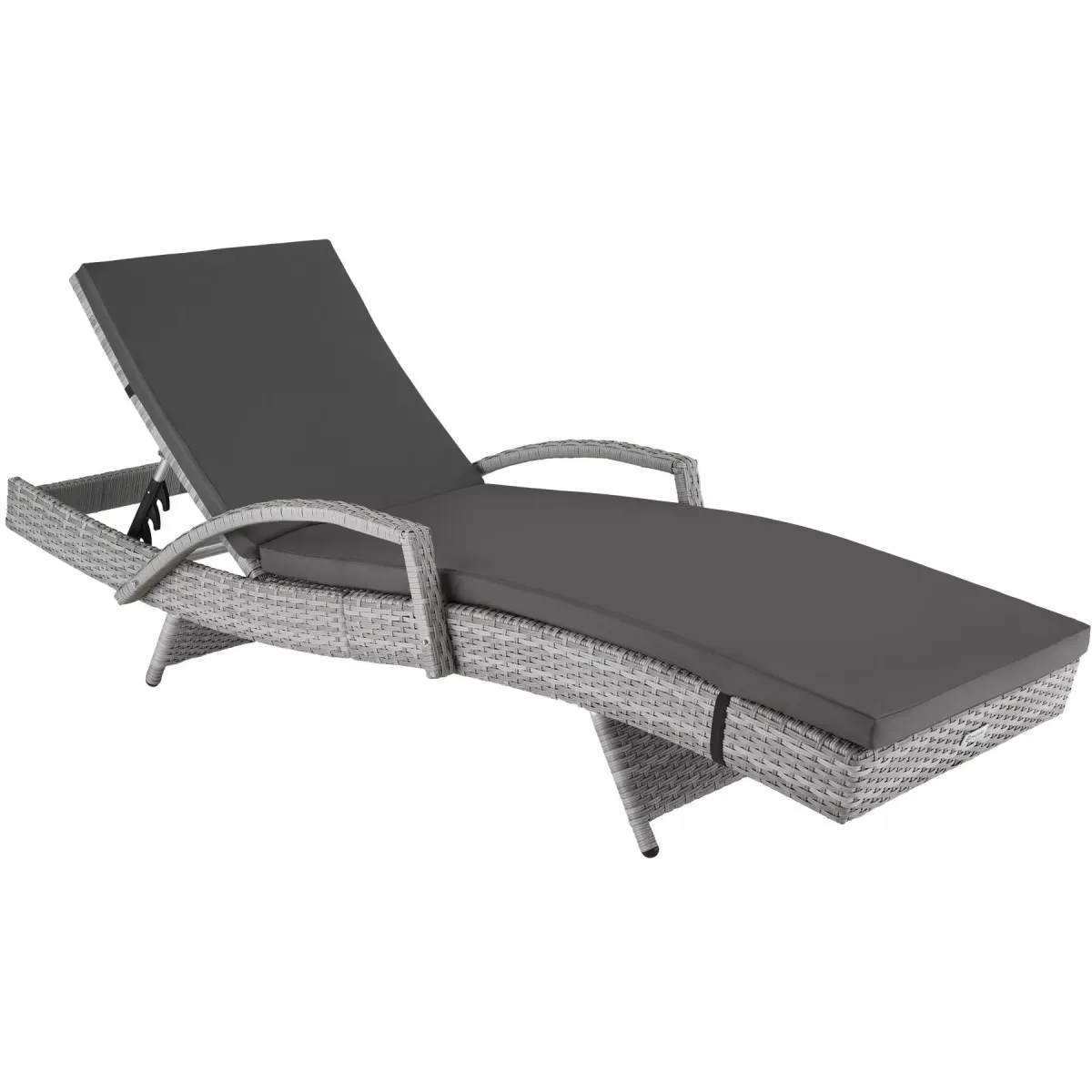 RATTAN-SONNENLIEGE Océane,190 x 71 x 34 – 74,5 cm,hellgrau