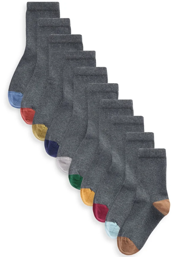 10 PACK - Socks - grey with contrast heel and toe