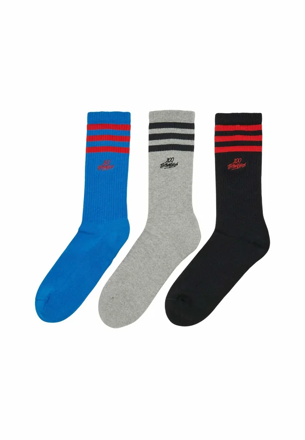 100 THIEVES 3 PACK - Socks - black   medium grey heather blue bird