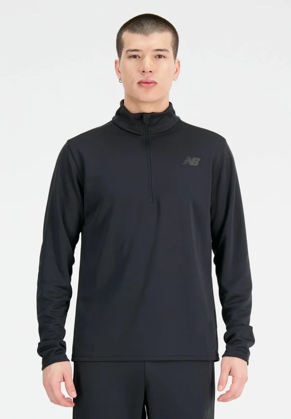 1/4 ZIP . - Long sleeved top - black