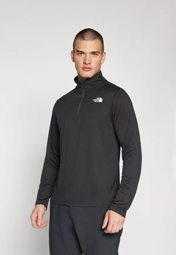 1/4 ZIP TEE - Long sleeved top - black
