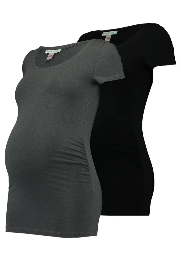 2 PACK - Basic T-shirt - dark gray/black