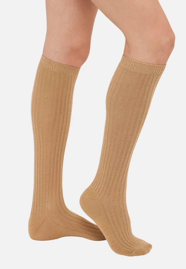 2 PACK - Knee high socks - brown/beige