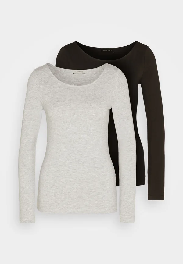 2 PACK - Long sleeved top - black/mottled grey