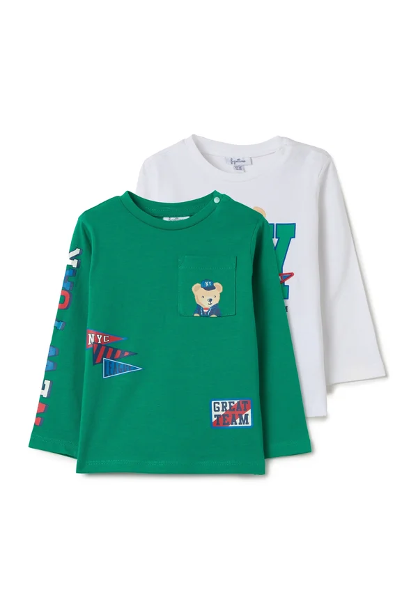 2 PACK - Long sleeved top - green white