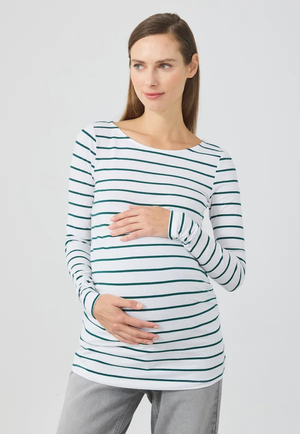 2 PACK  - Long sleeved top - white/dark green