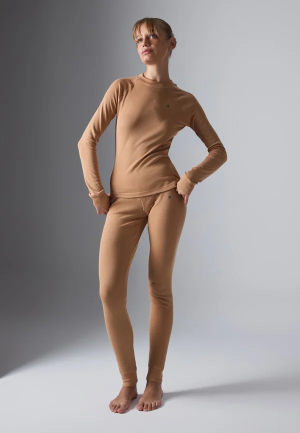 2 PIECE LONG SLEEVE TOP AND LEGGINGS SET - Undershirt - light brown