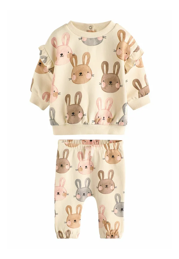2 PIECE SET - Tracksuit - cream  pink bunny rabbit