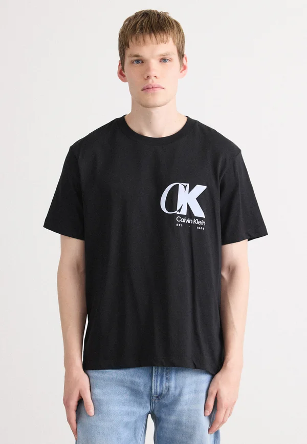 20S OVERLAP GRAPHIC TEE - Print T-shirt - black