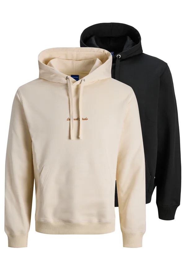 2ER PACK - Hoodie - schwarz   beige