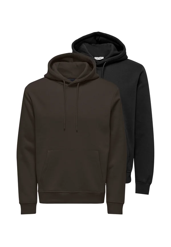 2ER PACK - Hoodie - schwarz   dunkelbraun