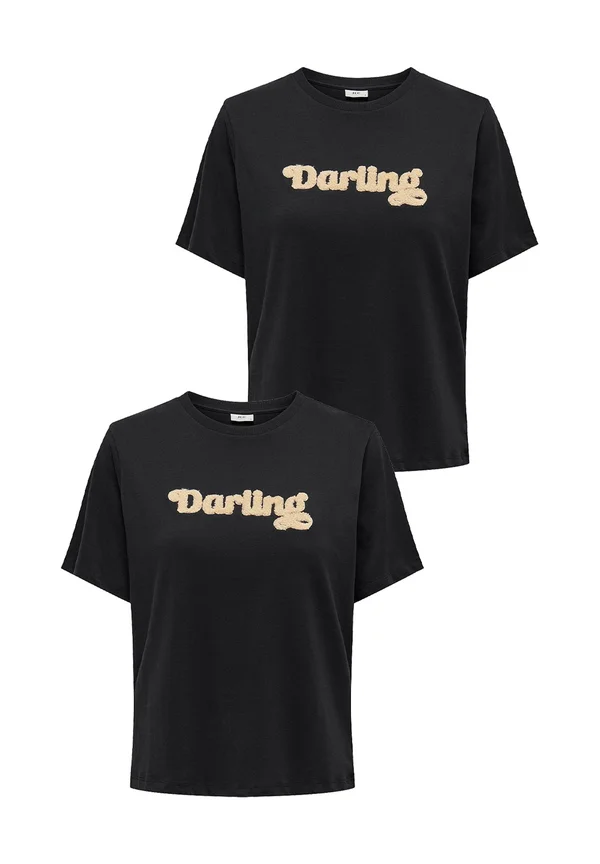 2ER-SET DESIGN   MIT RUNDHALS UND SCHRIFTZUG - Print T-shirt - schwarz