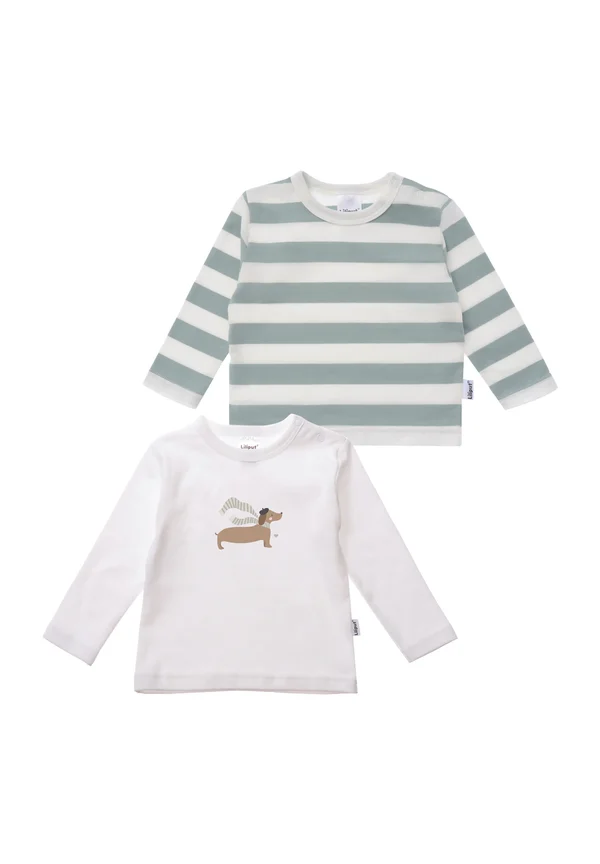 2PACK - Long sleeved top - grün weiss