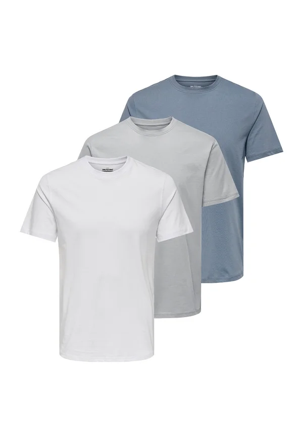3 PACK - Basic T-shirt - blau weiß grau