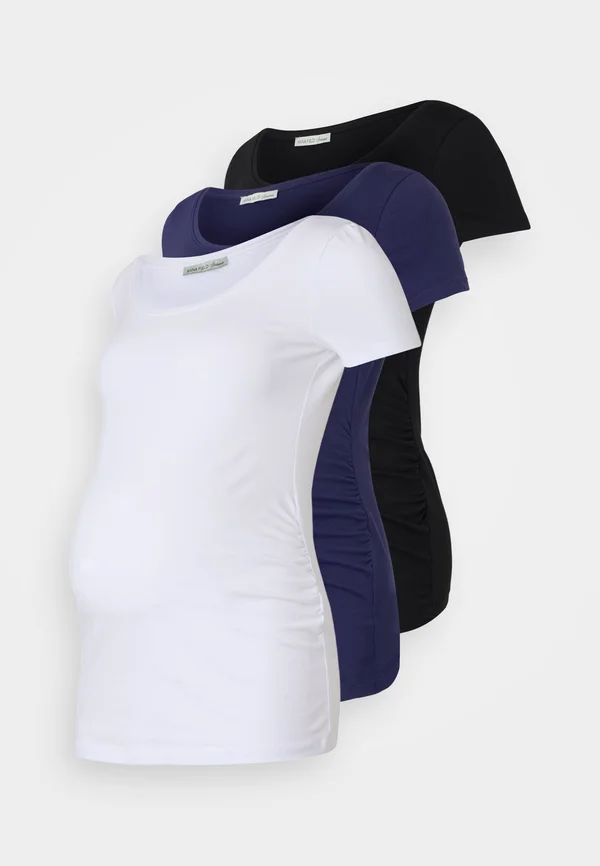 3 PACK - Basic T-shirt - white/dark blue/black