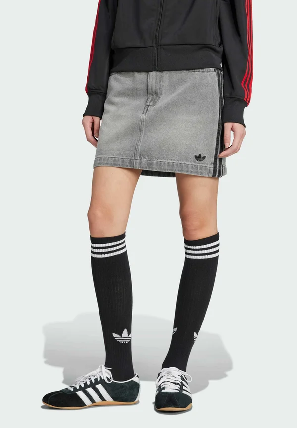 3-STRIPES - Mini skirt - washed grey denim