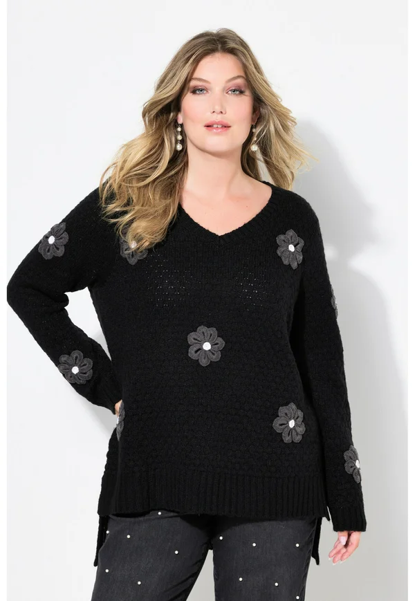 3D BLÜTEN, SEITENSCHLITZE - Jumper - black