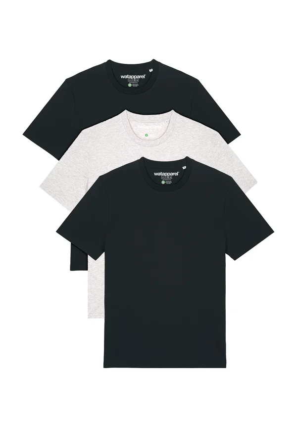 3ER MULTIPACK - Basic T-shirt - black cool heather grey