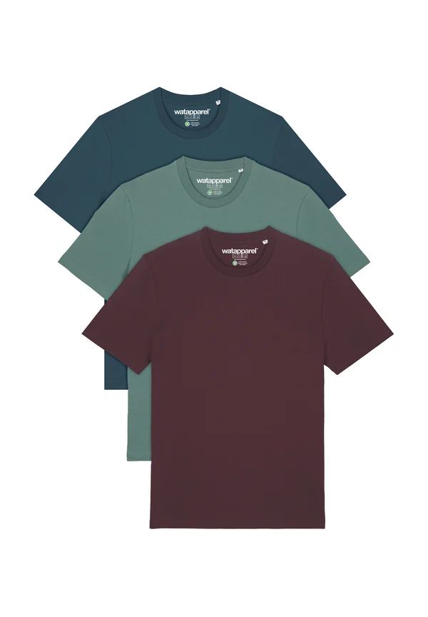 3ER MULTIPACK - Basic T-shirt - stargazer green bay red brown
